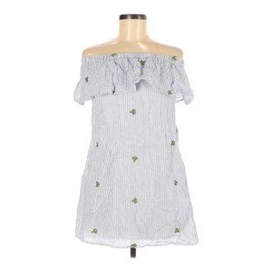 Lulu's PPLA Clothing Off The Shoulder Dress Size S Striped Cactus Print Pockets